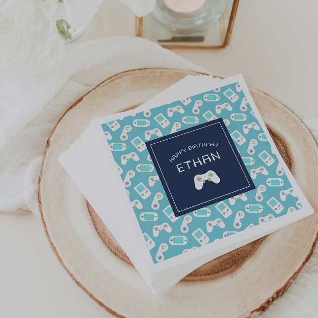 Level Up | Gamer Theme Personalisiert Geburtstag Serviette (Von Creator hochgeladen)