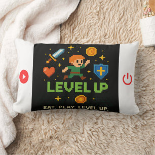 Level Up Gamer-Wurfkissen – Pixel-Retro-Dekor Lendenkissen