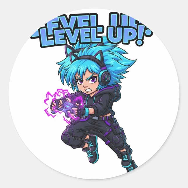 Level up gaming Sticker (Vorderseite)