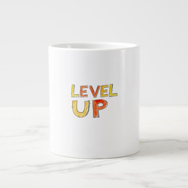 Level Up Motivationsdesign Jumbo-Tasse (Vorderseite)