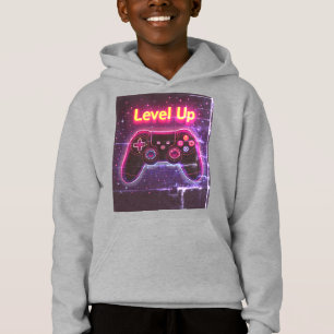 Level Up Neon Gamer Controller – Retro Pixel Art T Hoodie