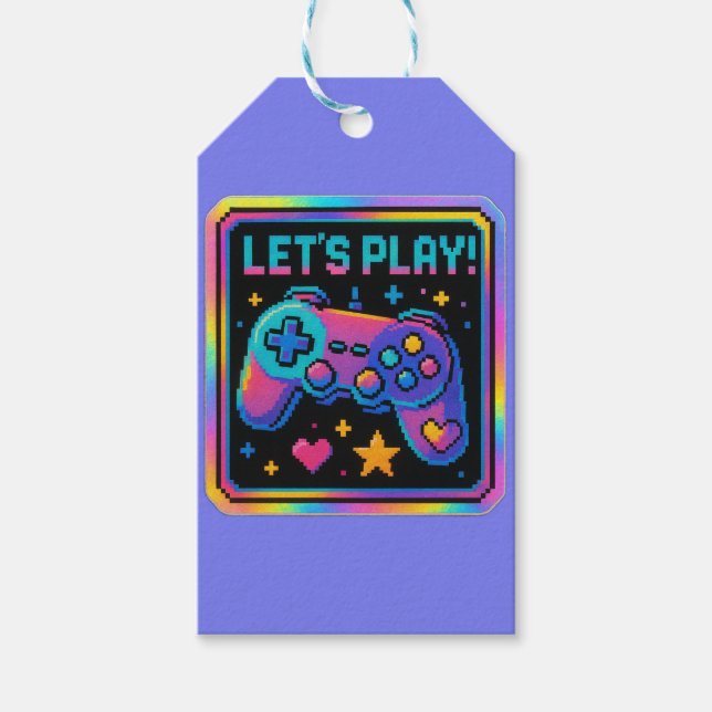 LEVEL UP Pixel Art Gamer Badge Geschenkanhänger (Vorderseite)