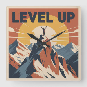 Level Up Quadratische Wanduhr