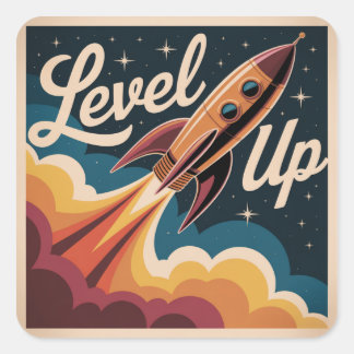 Level Up Quadratischer Aufkleber
