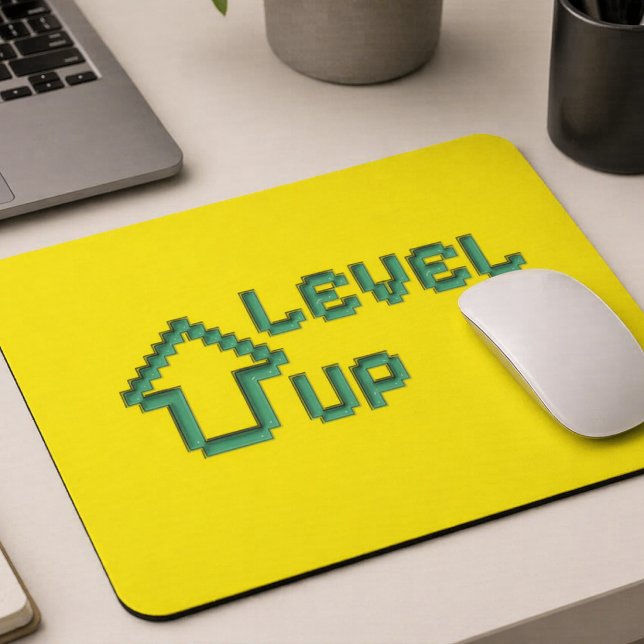 Level Up Retro Pixel Art Mauspad (Authentic Zazzle Design by Natalisss | Digital Designer. Part of the Gamer Essentials Collection)