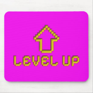 Level Up Retro Pixel Art Mauspad Elektrisches Pink