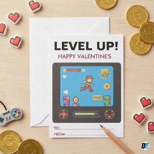 Level Up Retro Videospiel Pixel-Art Jungen Klassen Mitteilungskarte