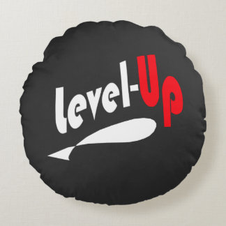 Level-Up Schwarzes rundes Wurfkissen Kissen