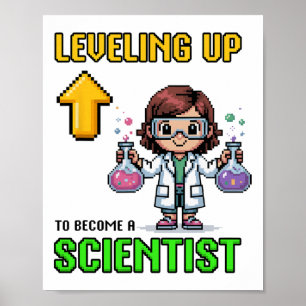 Level Up Scientist Ck Zur Schule Lustiger Gamer Gi Poster