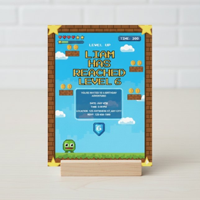 Level Up Video Game Birthday Party Invitation (Créateur téléchargé)