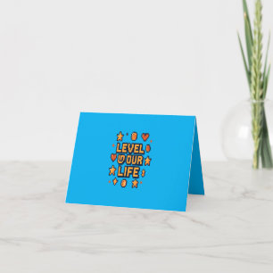 "Level Up Your Life" - Pixel Art Motivierend Desi Dankeskarte