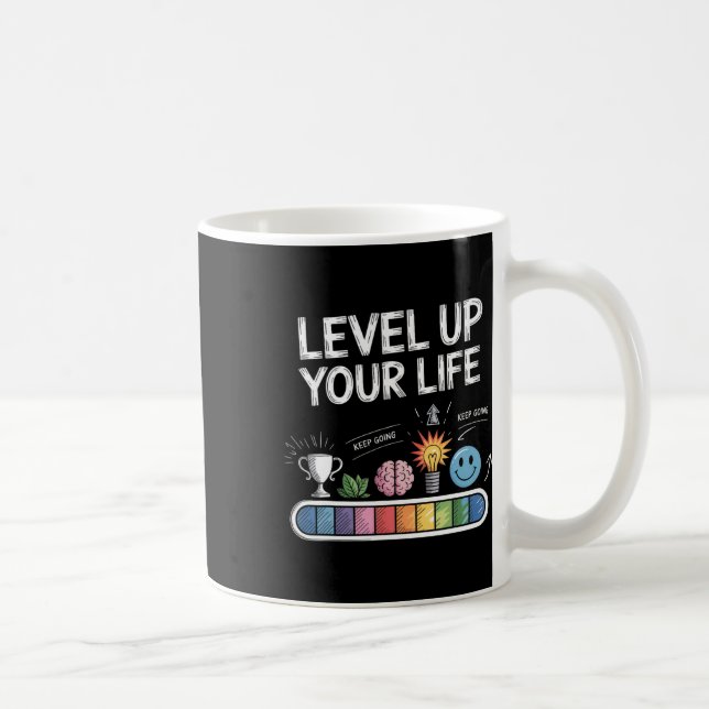 Level Up Your Life Progress Bar Gamer Motivation  Kaffeetasse (Rechts)