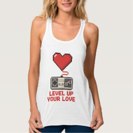 Level Up Your Love, Retro Pixel Gaming Design Tank Top