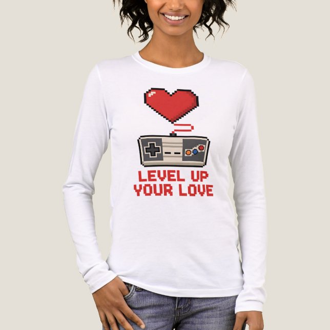 Level Up Your Love, Retro Pixel Gaming Design Tri-Blend Shirt (Vorderseite)