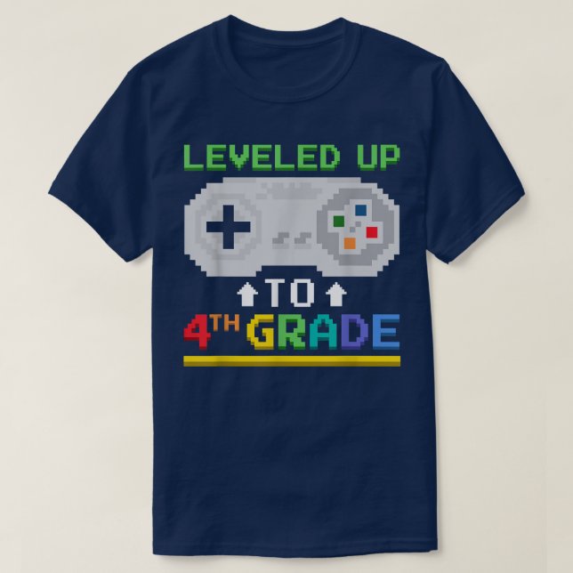 Leveled Up To 4th Grade Gamer Video Game Controlle T-Shirt (Design vorne)