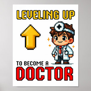 Leveling Up Doctor Ck Zur Schule Lustiger Gamer Ju Poster