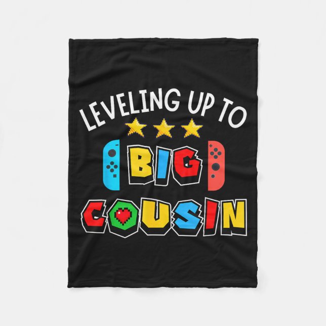 Leveling Up To Big Cousin Funny Gaming Video Game  Fleecedecke (Vorderseite)