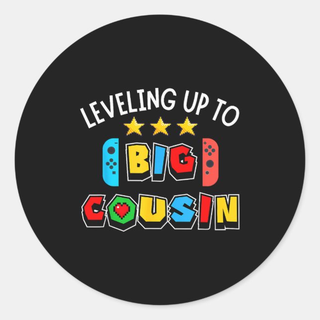 Leveling Up To Big Cousin Funny Gaming Video Game  Runder Aufkleber (Vorderseite)