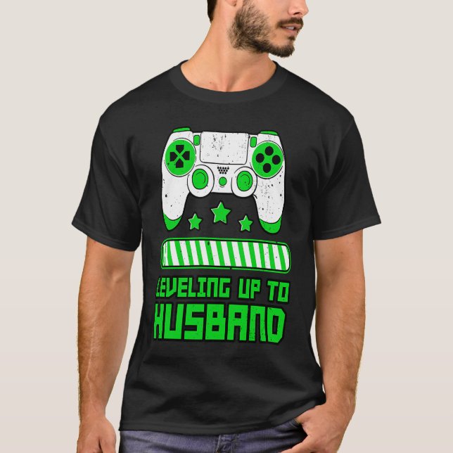 Leveling Up To Husband Gamer Boyfriend Game Contro T-Shirt (Vorderseite)