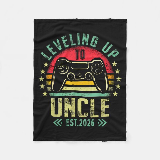 Leveling Up To Uncle 2026 Funny Gamer Soon To Be U Fleecedecke (Vorderseite)
