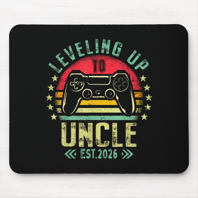 Leveling Up To Uncle 2026 Funny Gamer Soon To Be U Mousepad (Vorne)