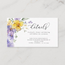 Levender Gelb-violette Blumen Hochzeitdetails Begleitkarte
