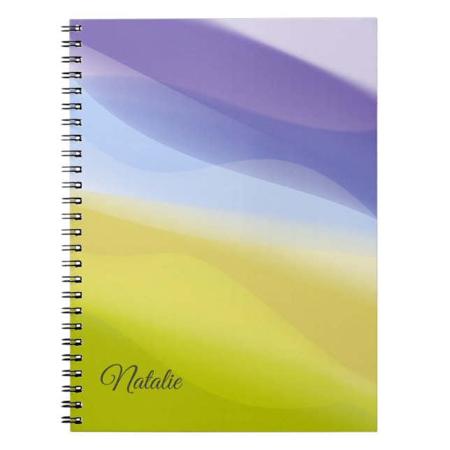 Levender gelben minimalen Namen Spiral Foto Notebo Notizblock (Vorderseite)