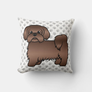 Lever Brown Shih Tzu Niedlicher Cartoon Dog & Paws Kissen