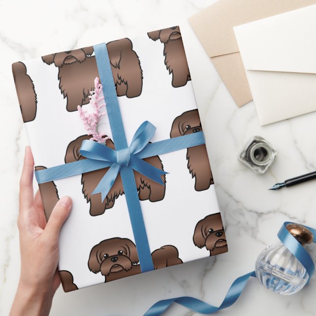 Lever Brown Shih Tzu Niedliches Cartoon Dog Muster Geschenkpapier (Schenken)