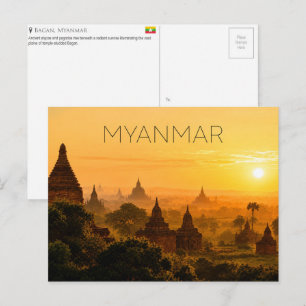 Lever de soleil à Bagan, Myanmar Carte postale de