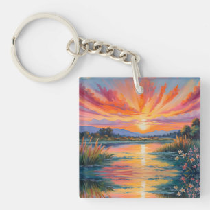 Lever de soleil à l'aquarelle de l'étang