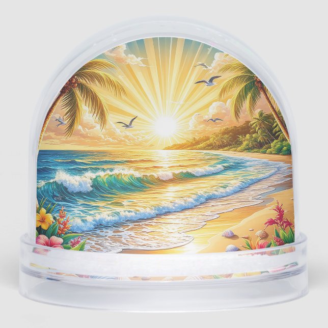 Lever de soleil de plage tropicale avec palmiers,  (Avant)