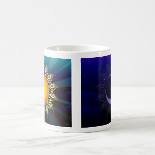 Lever de soleil, double tasse de café dégrossie 