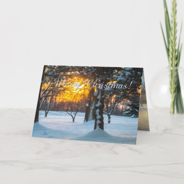 Lever de soleil et carte de Noël de neige (Devant)