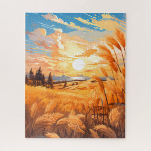 Lever de soleil sur un champ de blé puzzle puzzle