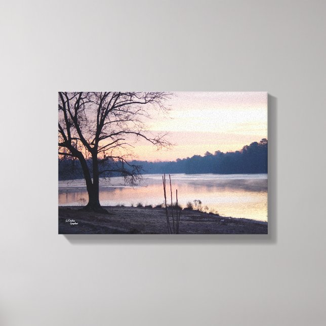 Lever du soleil du lac Pastel toile étirée Imprime (Recto)