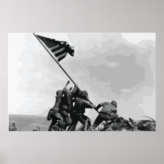 lever le drapeau sur Iwo Jima poster vintage