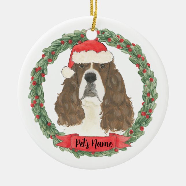 Lever & White English Springer Spaniel Keramik Ornament (Vorne)