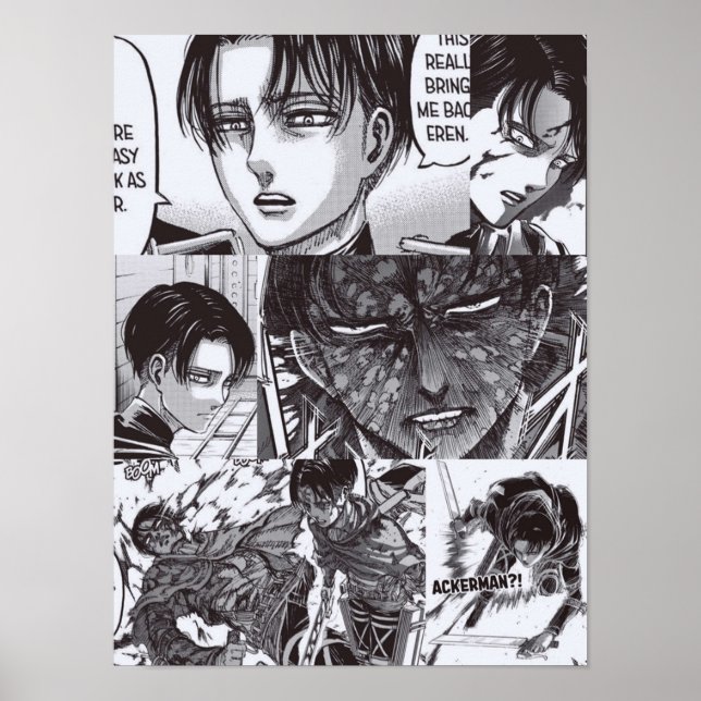 Levi Ackerman Attack auf Titan-Portrait Poster (Vorne)