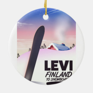 Levi Finland Snowboarding travel poster Keramik Ornament