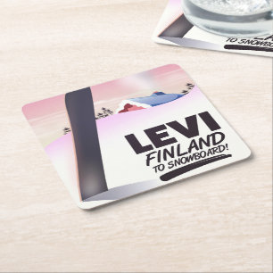 Levi Finnland Snowboarden Reiseplakat Rechteckiger Pappuntersetzer