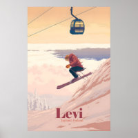 Levi Lappland Finnland Skigebiet Reiseplakat