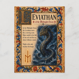 Leviathan, mittelalterliche Bestiarien-Kunst Postkarte