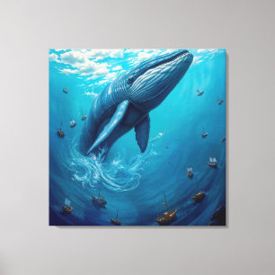 Leviathans Flug in die Freiheit – Surrealer Wal Ku Leinwanddruck