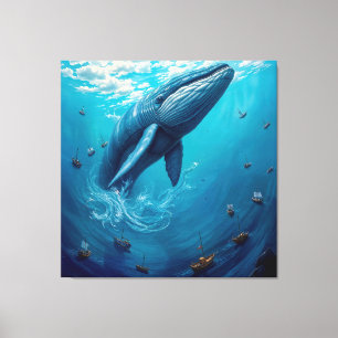 Leviathans Flug in die Freiheit – Surrealer Wal Ku Leinwanddruck