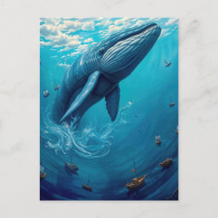 Leviathans Flug in die Freiheit – Surrealer Wal Ku Postkarte