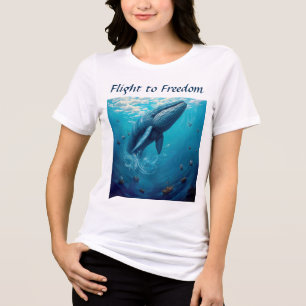 Leviathans Flug in die Freiheit – Surrealer Wal-Ku Tri-Blend Shirt