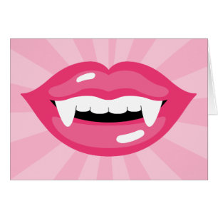 Lèvres De Vampire Rose Souriant Avec Des Poings