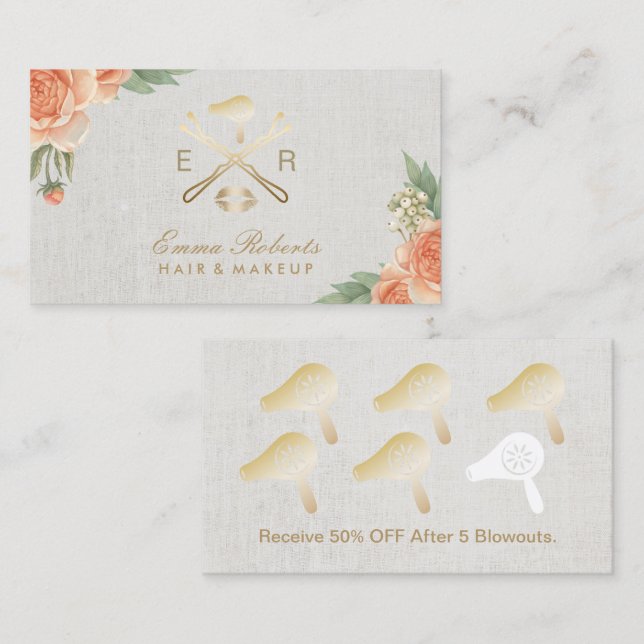 Lèvres d'or de maquilleur de carte de fidélité et (Devant / Derrière)