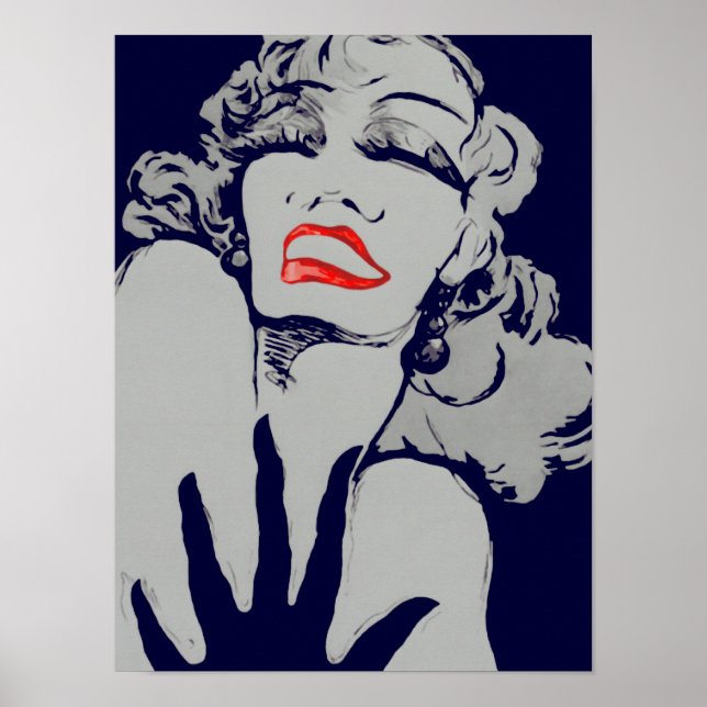 Lèvres dramatiques CHANGER COULEUR ~ Poster 16x12 (Devant)